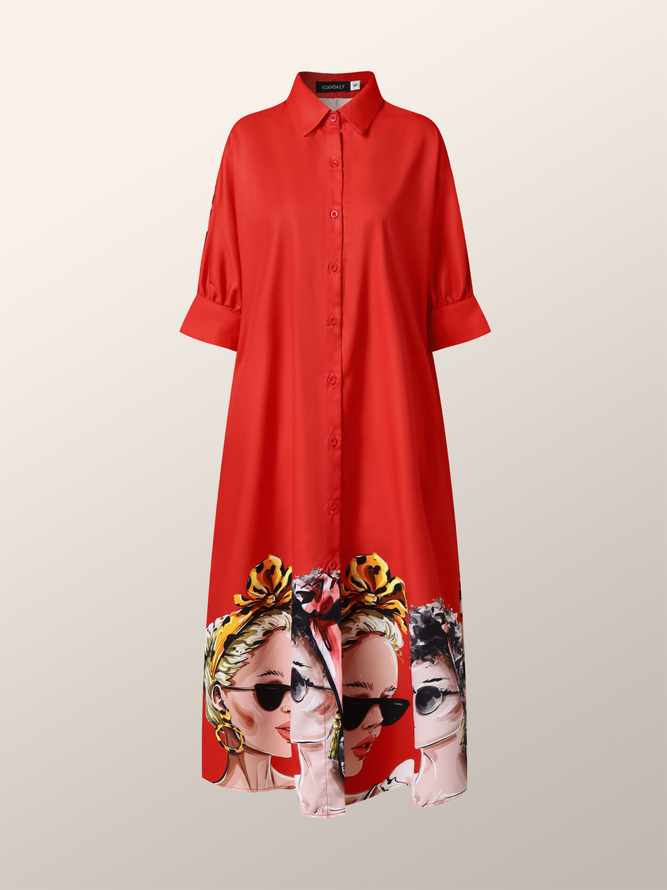 Robes Femmes Automne Urbain Figure Polyester Naturel Quotidien Lâche Chemise Robe Col De Chemise