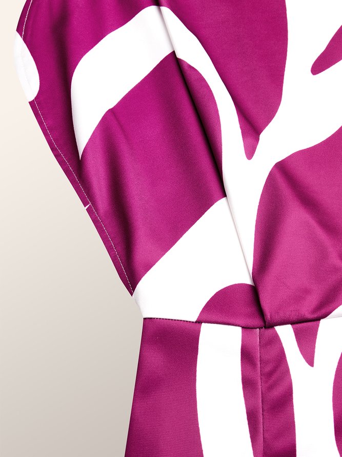 Robes Abstrait Printemps Élégant Polyester Micro-Élasticité Quotidien Taille Moyenne Sans Manches S-ligne pour Femmes