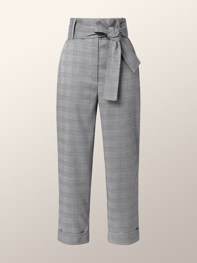 Mode pantalon femmes Plaid automne urbain Polyester pas d'élasticité quotidien coupe régulière cheville pantalon sur mesure