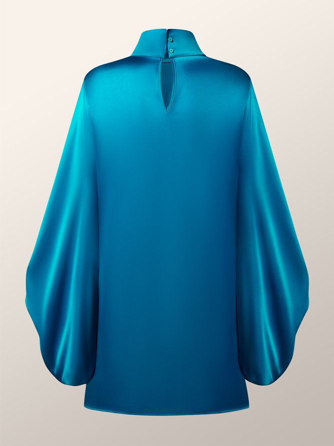 Manchon de Lanterne Plain Col Roulé Mini Robe