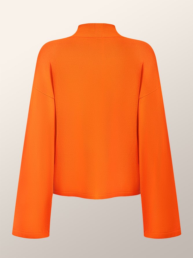 Pull Plain Hiver Simple Acrylique Quotidien Manches Longues Col Roulé Régulier H-ligne pour Femmes
