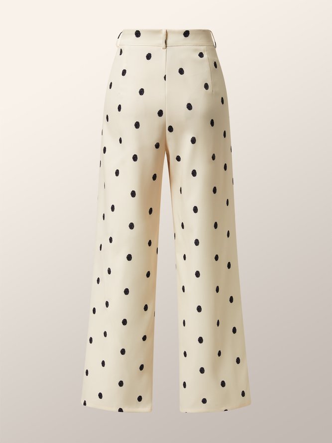 Mode Pantalons Pois Polka Automne Urbain Polyester Naturel Ample Faire la navette Long Régulier pour Femmes