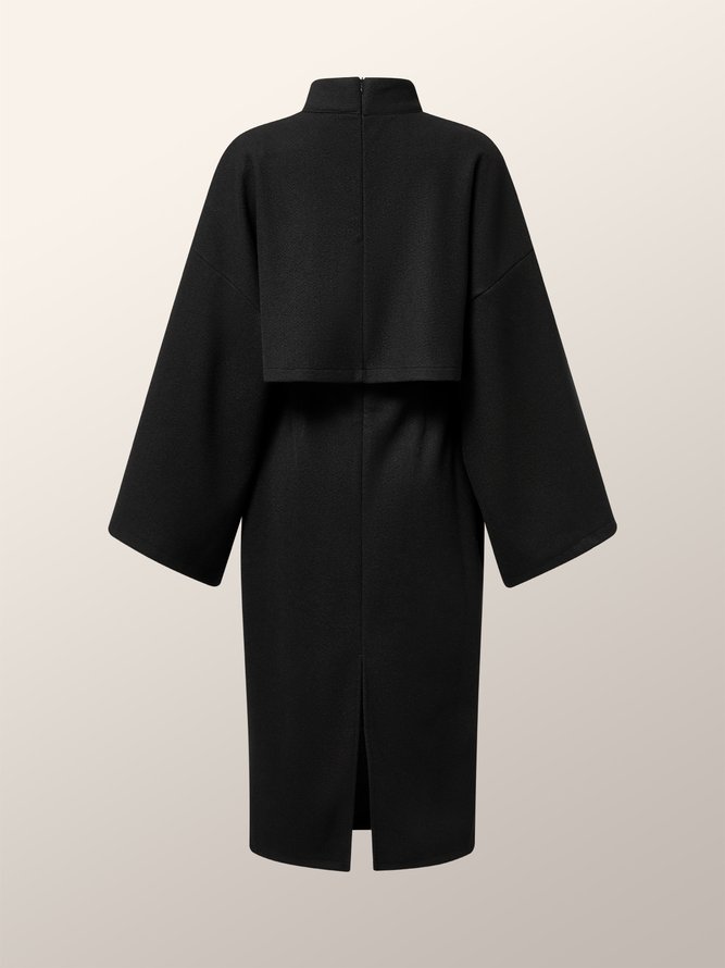 Robes Plain Automne Élégant Quotidien Coupe Régulière 1 * robe Manches 3/4 Col Roulé T-ligne pour Femmes