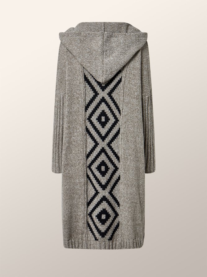 Pull Manteau Géométrique Hiver Urbain Polyester Naturel Quotidien Ample H-ligne Régulier pour Femmes