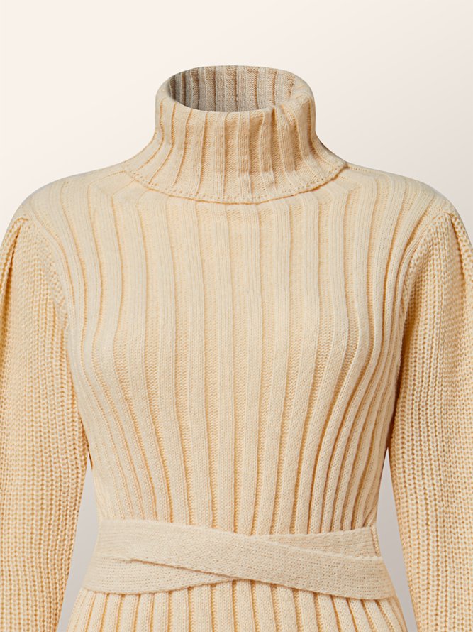 Robes Femmes Plain Hiver Élégant Acrylique Naturel Quotidien Coupe Régulière Mi-longue Élasticité moyenne