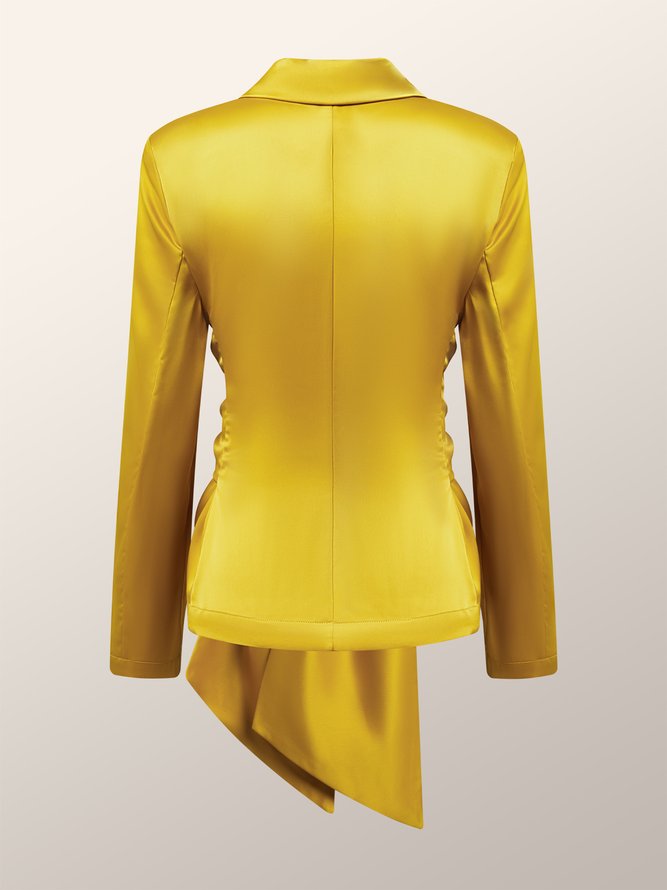 Blazer Plain Automne Urbain Polyester Naturel Faire la navette à Col Revers Régulier Ligne X pour Femmes
