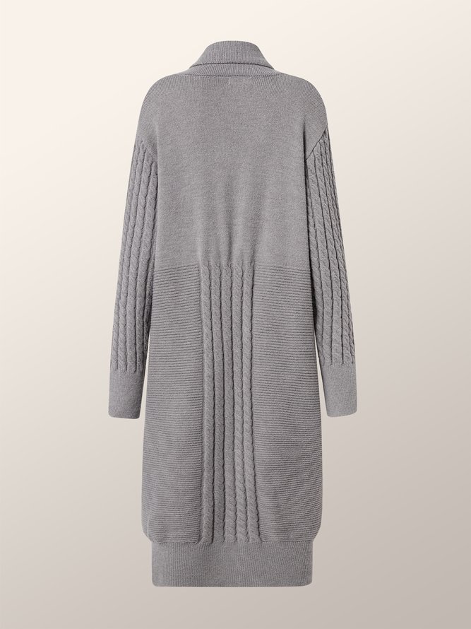 Pull Manteau Plain Hiver Urbain Acrylique Naturel Ample Faire la navette Manches Longues Régulier pour Femmes