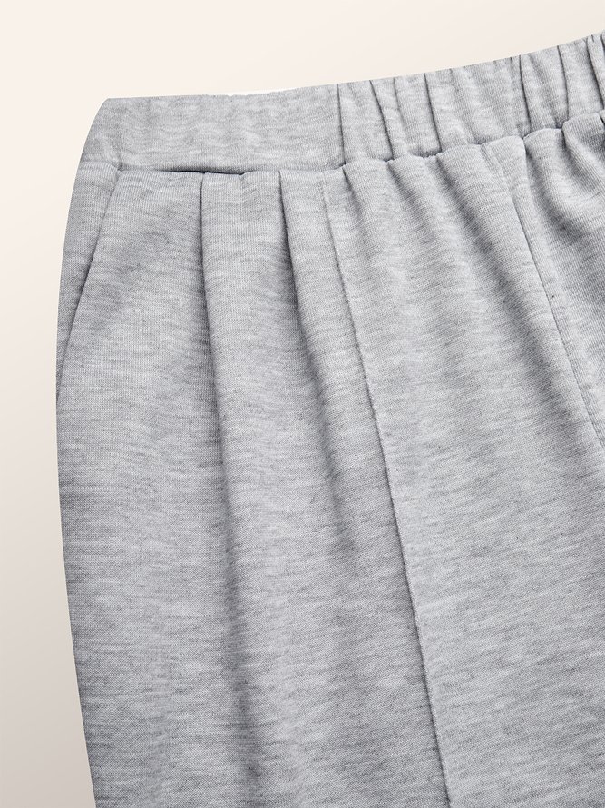 Mode Pantalons Plain Automne Urbain Polyester Taille Haute Micro-Élasticité Ample Faire la navette Pantalon droit pour Femmes