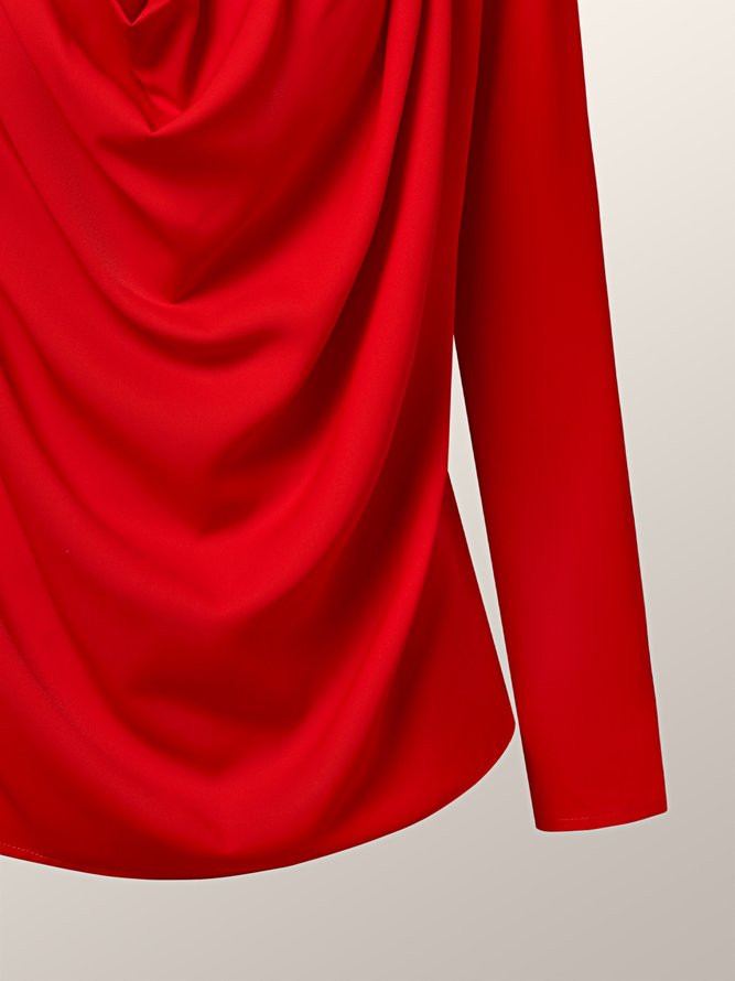 Blouse Plain Hiver Élégant Polyester Quotidien Ample Manches Longues Régulier Régulier pour Femmes