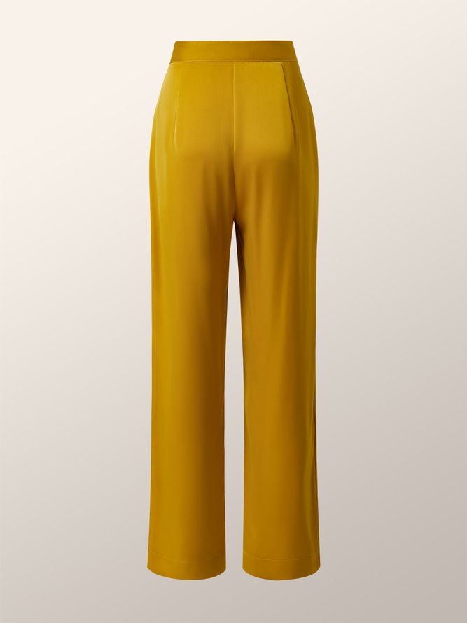 Plain Automne Urbain Polyester Taille Haute Faire la navette Droit Pantalons Long Régulier Mode Pantalons pour Femmes