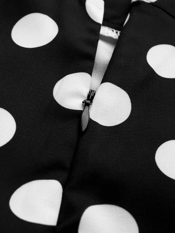 Mode Pantalon Femme Pois Automne Urbain Polyester Taille Haute Pas d'élasticité Quotidien Long Régulier