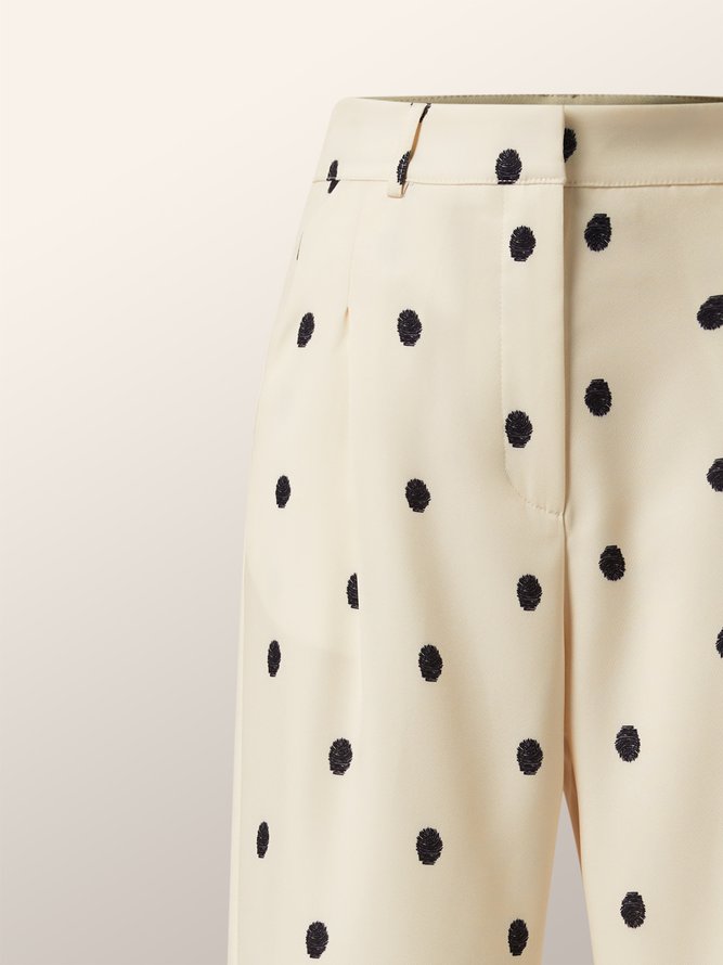 Mode Pantalons Pois Polka Automne Urbain Polyester Naturel Ample Faire la navette Long Régulier pour Femmes