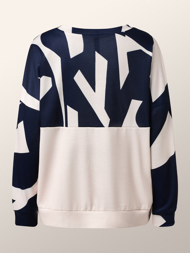 Géométrique Décontracté Automne Col V Quotidien Manches Longues Régulier Droit Régulier Taille Sweat-shirts pour Femmes
