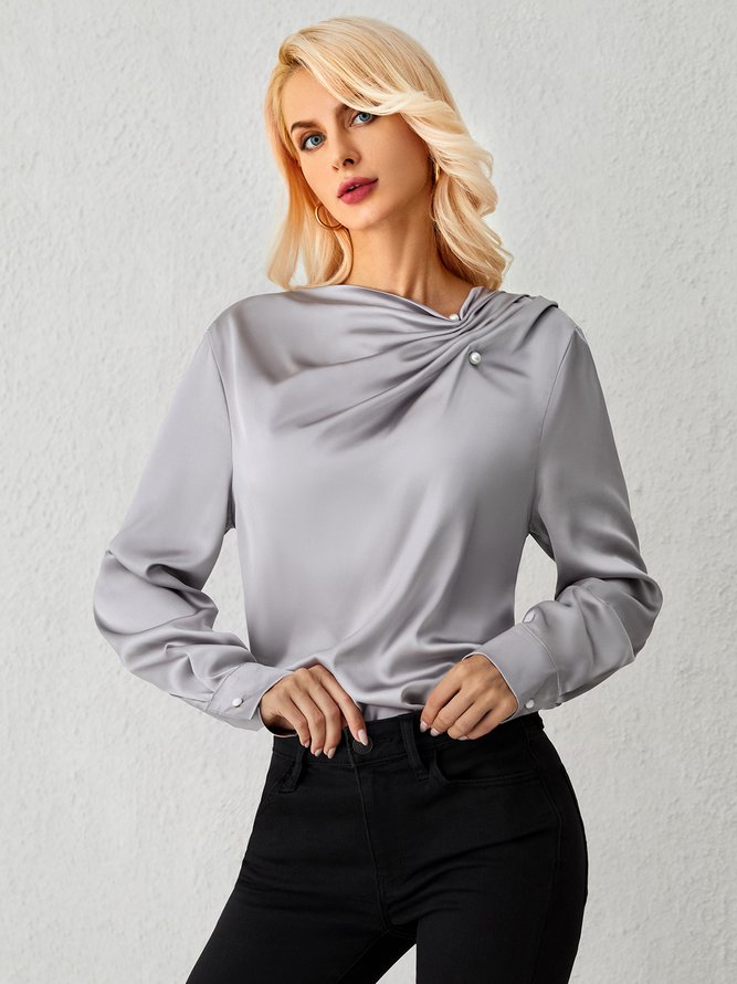 Hauts Uni Automne Elé Polyester Regular Fit Manches longues Regular Regular Autres pour Femme