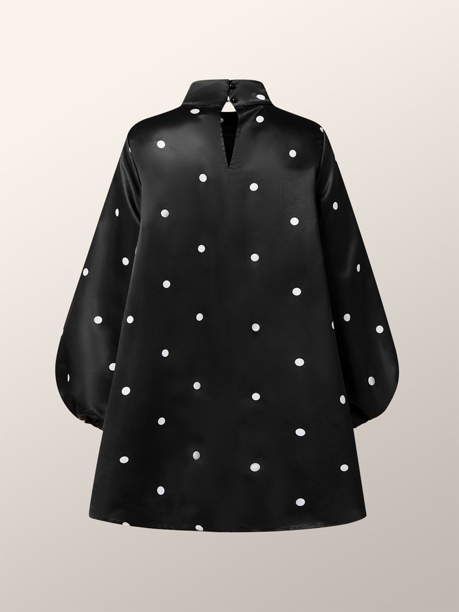 Robes Femmes Pois Polka Automne Élégant Polyester Non Élasticité Quotidien Ample Col Rond Régulier