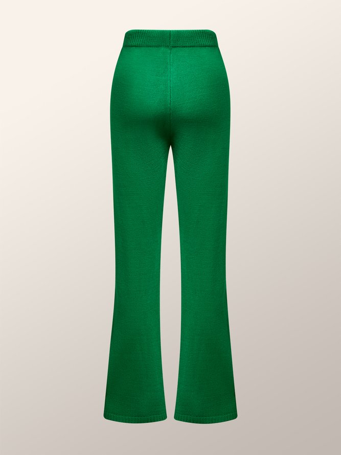Mode Pantalons Décontracté Plain Automne Acrylique Taille Haute Poids lourd Quotidien Ample Pantalons à Jambe Large pour Femmes