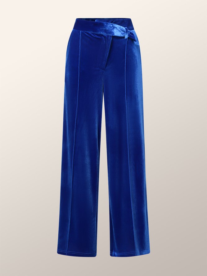Mode Pantalons Plain Automne Urbain Taille Haute Micro-Élasticité Ample Faire la navette Long Régulier pour Femmes