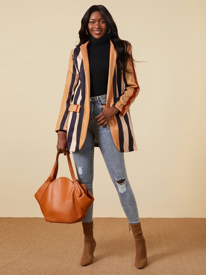 Rétro Décontracté Simple Décontracté en Laine Blazer