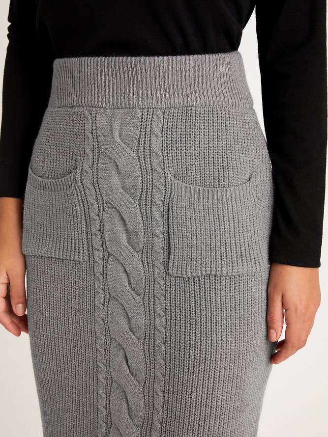 Jupe Femmes Plain Hiver Urbain Micro-Élasticité Faire la navette Mi-longue emballage S-ligne Régulier