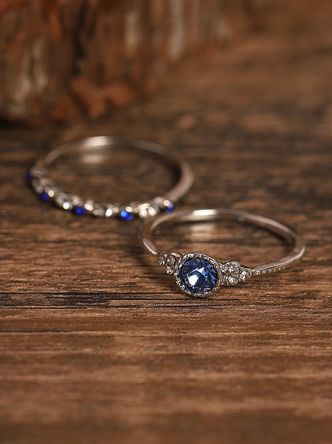 Bague Femmes Rétro Bloc de Couleur Toutes Les Saisons Avec Faux Diamant Vacances Avec Faux Diamant Avec Faux Diamant Meilleure vente Ensemble d'anneaux