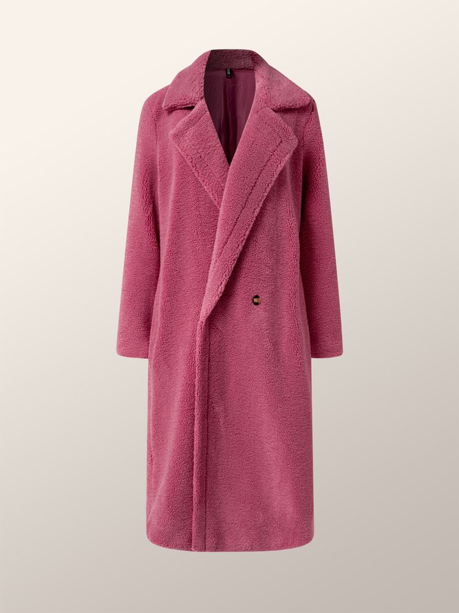 Caniche Blouson Plain Hiver Urbain Naturel Aucune élasticité Manches Longues Col Châle Régulier H-ligne pour Femmes