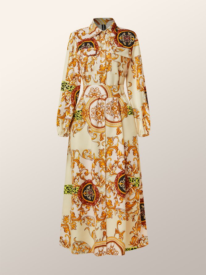 Robes Femme Floral Automne Elé Polyester Micro-élasticité Naturelle Coupe Normale Longue X-Line