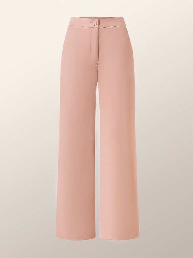 Mode Pantalons Plain Simple Automne Taille Haute Aucune élasticité Quotidien Coupe Régulière H-Ligne Régulier pour Femmes
