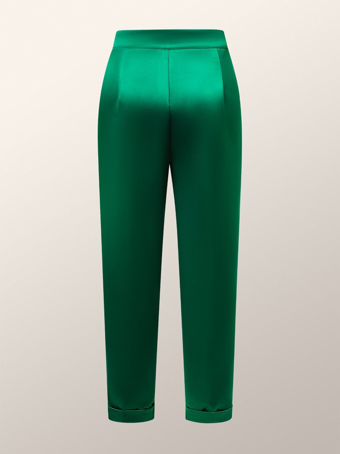 Mode Pantalons Femmes Plain Automne Urbain Satin Zip Aucune élasticité Quotidien Corsaire Régulier