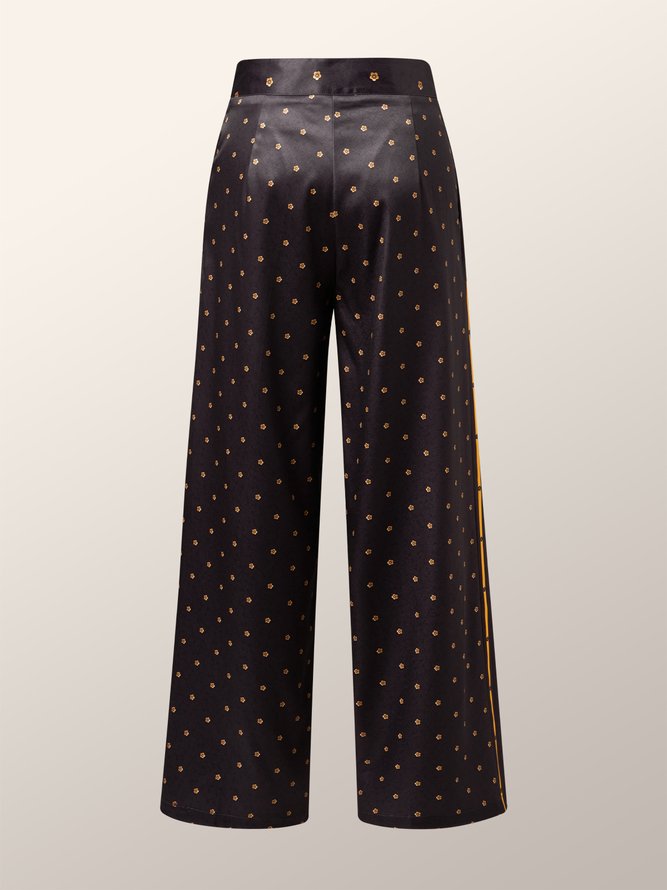 Mode Pantalons Pois Polka Automne Urbain Zippé Non Élasticité Quotidien Pantalons à Jambe Large Régulier Régulier Taille pour Femmes