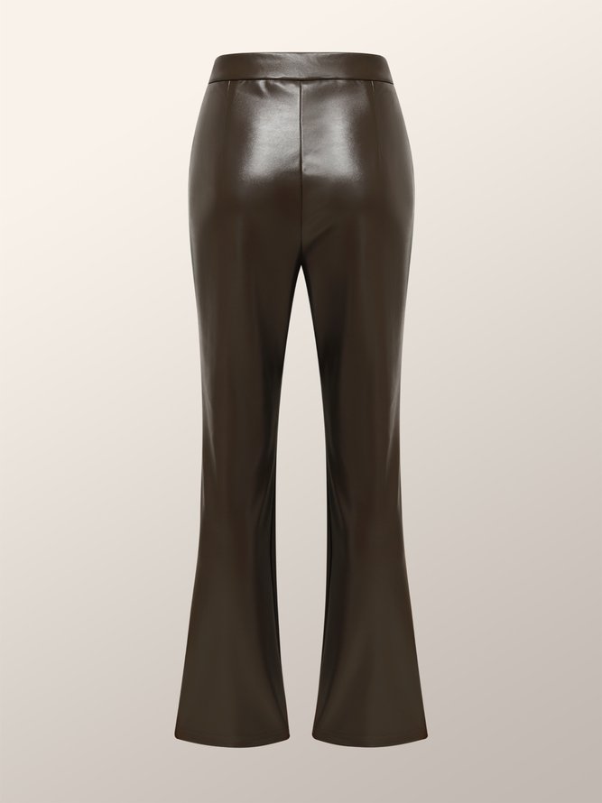 Mode Pantalons Femmes Plain Hiver Urbain PU Quotidien Serré Long x-ligne Régulier