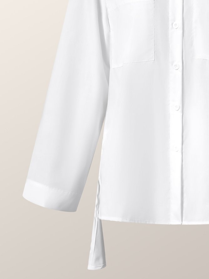 Chemisier uni Automne Urbain Naturel Quotidien Coupe régulière Trapèze Col de chemise régulier pour Femme