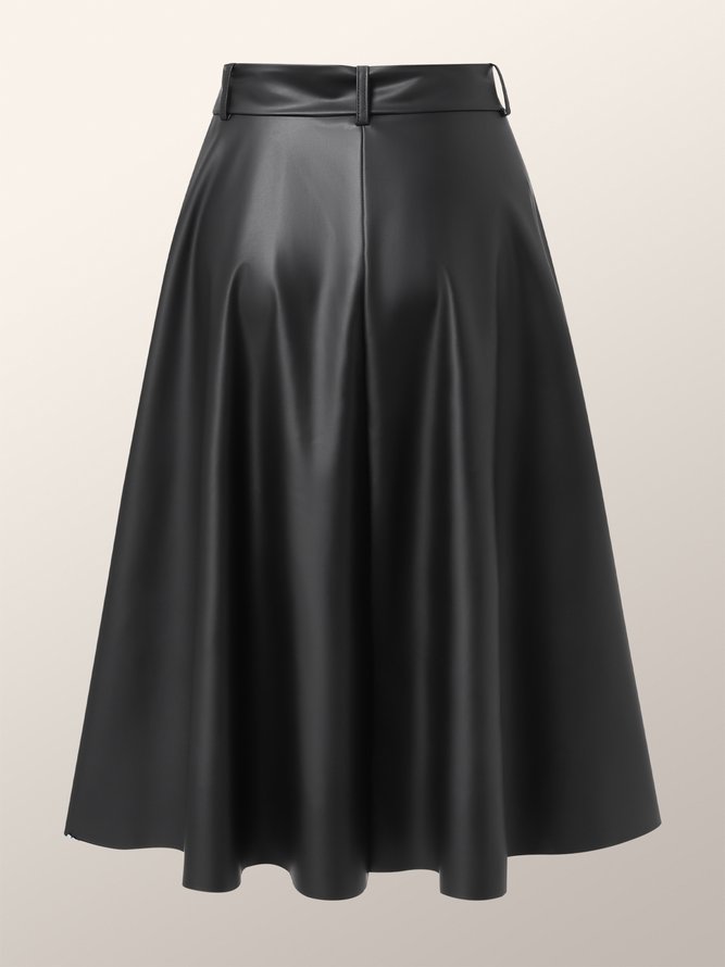 Jupe Plain Hiver Urbain Polyester Aucune élasticité Quotidien Coupe Régulière Mi-longue Taille Moyenne pour Femmes