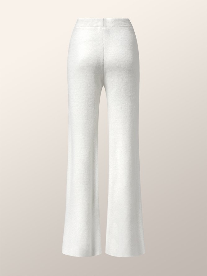 Décontracté Pantalons Femmes Plain Automne Urbain Polyester Naturel à Haute Élasticité Pantalons à Jambe Large Long Régulier