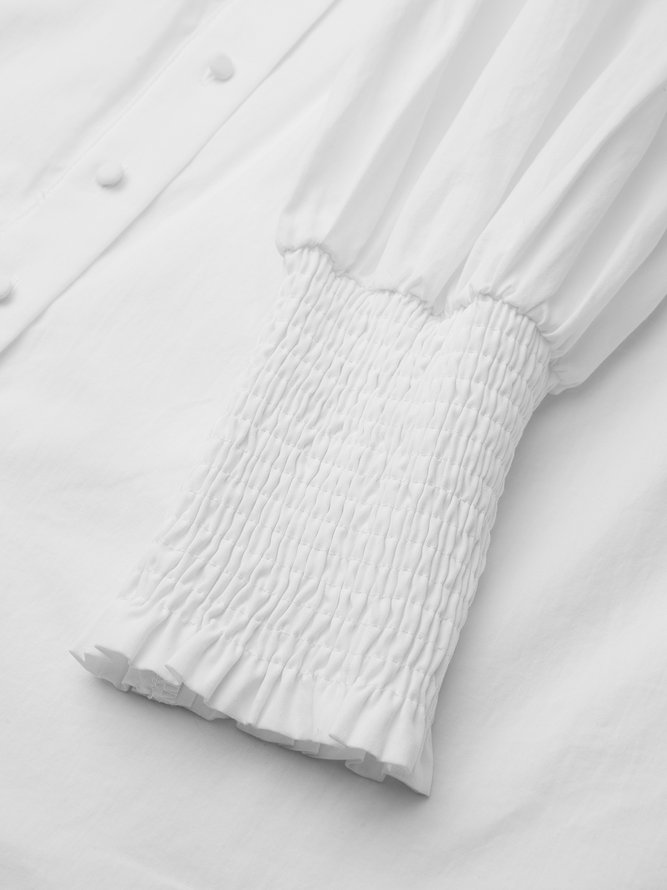 Blouse Plain Automne Urbain Polyester Manchon de Lanterne Faire la navette Manches Longues Régulier Régulier pour Femmes