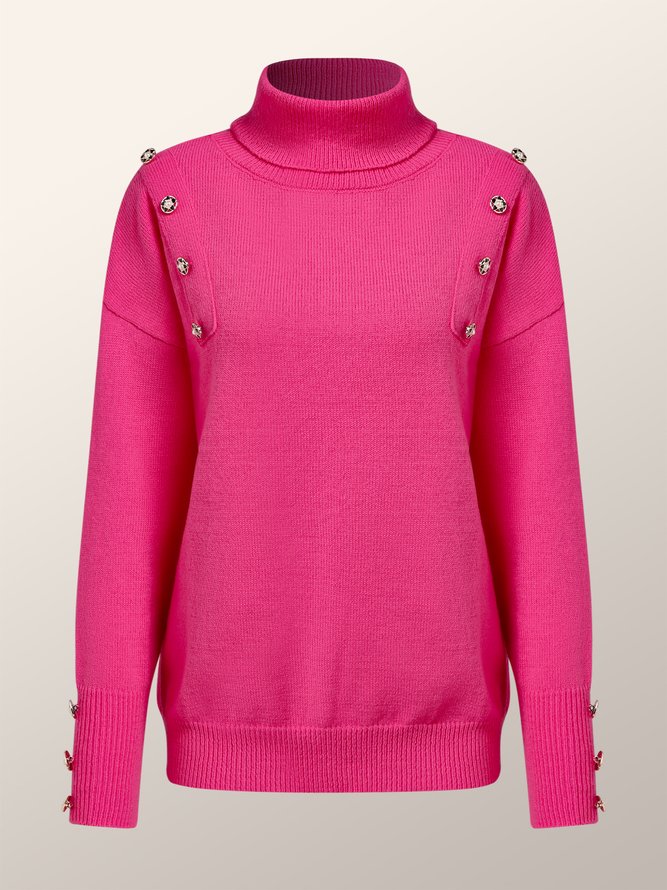 Pull Plain Hiver Urbain Polyester à Haute Élasticité Ample Régulier H-ligne Régulier pour Femmes