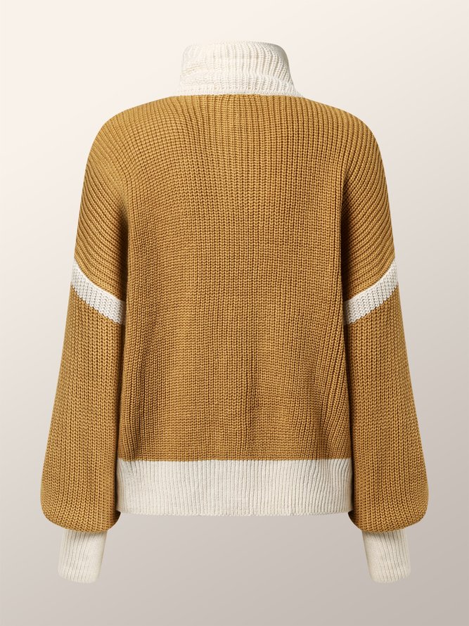 Pull Manteau Femmes Bloc de Couleur Hiver Simple Acrylique Naturel Poids lourd Quotidien Boutons H-ligne