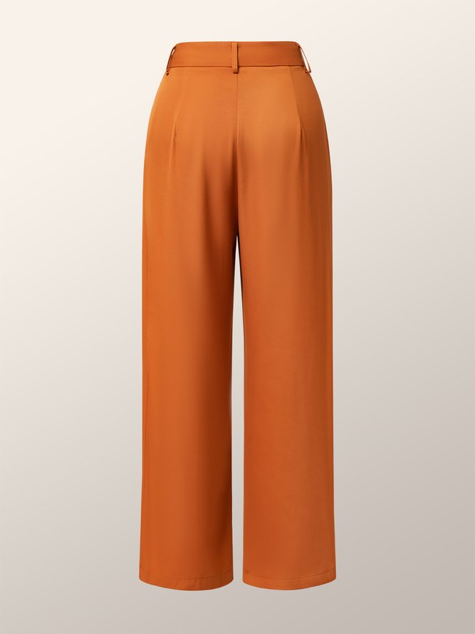 Mode Pantalons Plain Automne Urbain Polyester Naturel Aucune élasticité Ample Faire la navette Régulier pour Femmes