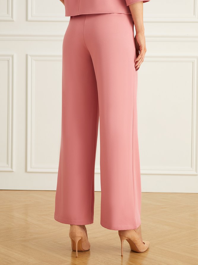 Mode Pantalons Plain Simple Automne Polyester Taille Haute Micro-élasticité Quotidien Régulier Régulier Taille pour Femmes
