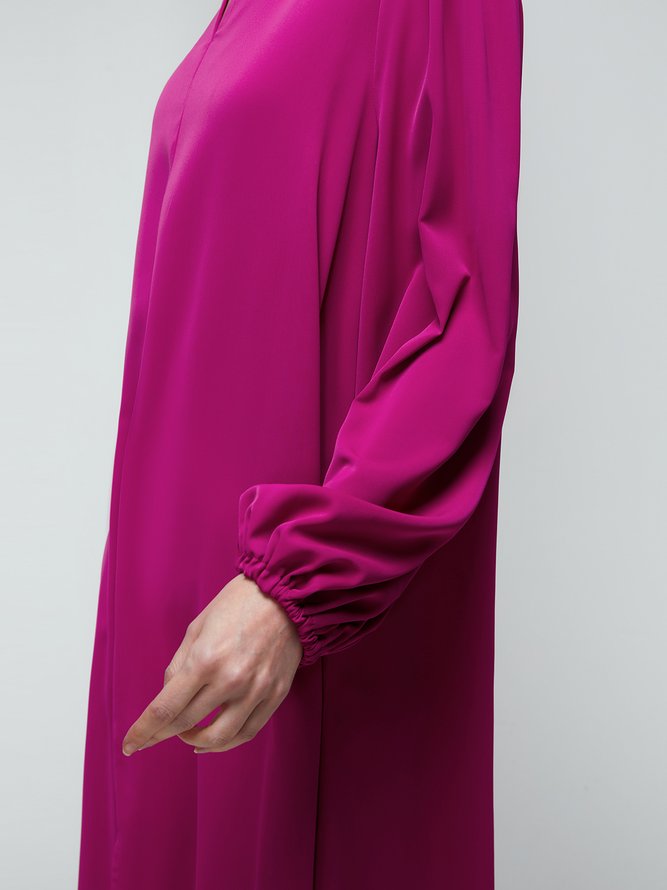 Femmes Plain Automne Élégant Manchon de Lanterne Quotidien Ample Manches Longues Trapèze Régulier Taille Robes
