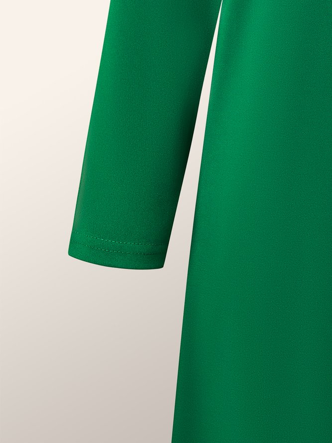Robes Plain Automne Élégant Polyester Naturel à Haute Élasticité Manches Longues l'Encolure Bateau Régulier pour Femmes