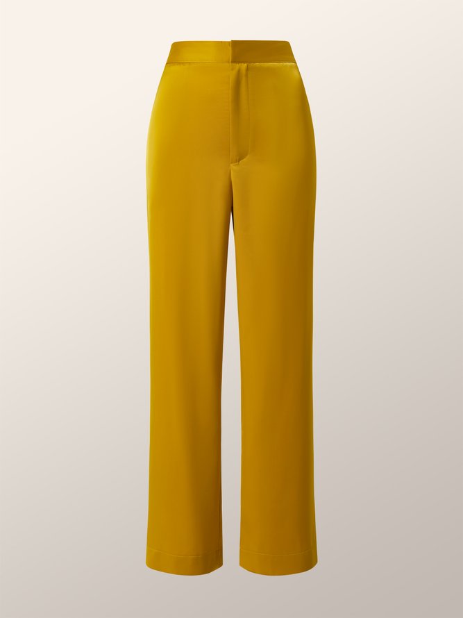 Plain Automne Urbain Polyester Taille Haute Faire la navette Droit Pantalons Long Régulier Mode Pantalons pour Femmes