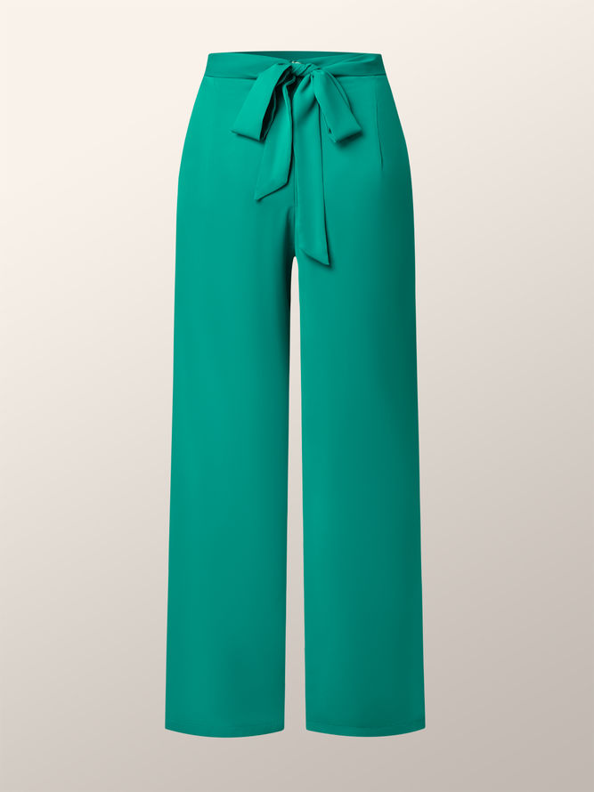Mode Pantalons Femmes Plaine Automne Élé Polyester Taille Haute Micro-élasticité Jambe Large Pantalon H-Line Régulier