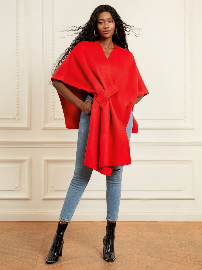 Tops Plain Simple Automne Polyester Col croisé à Haute Élasticité Ample Régulier Droit pour Femmes