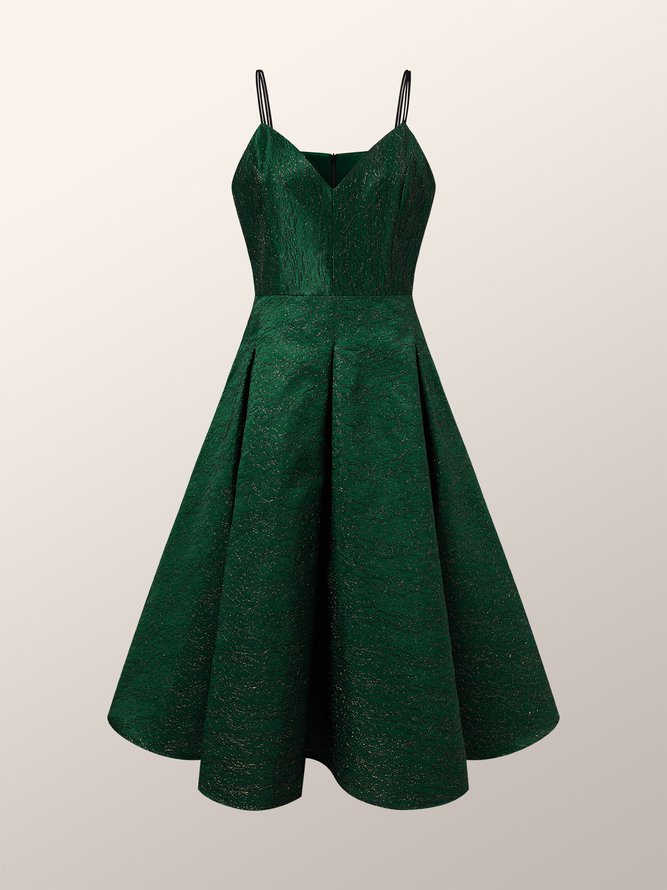Mariage Robe & Fête Robe Plain Printemps Élégant Polyester Taille Haute Aucune élasticité Quotidien Mi-longue 1 * robe pour Femmes