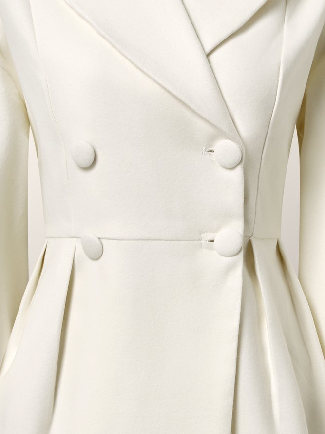 Pardessus Femmes Plain Automne Urbain Taille Haute Aucune élasticité Coupe Régulière Manches Longues à Col Revers Long