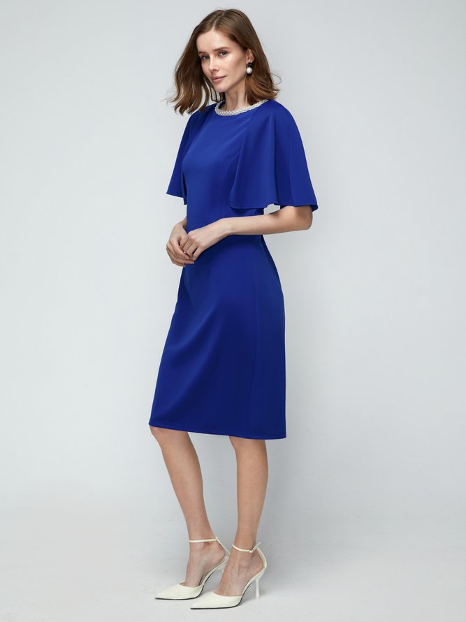 Robes Plaine Automne Élé Fermeture Éclair Pas d'élasticité Taille moyenne Manches courtes Col rond S-Line pour femme