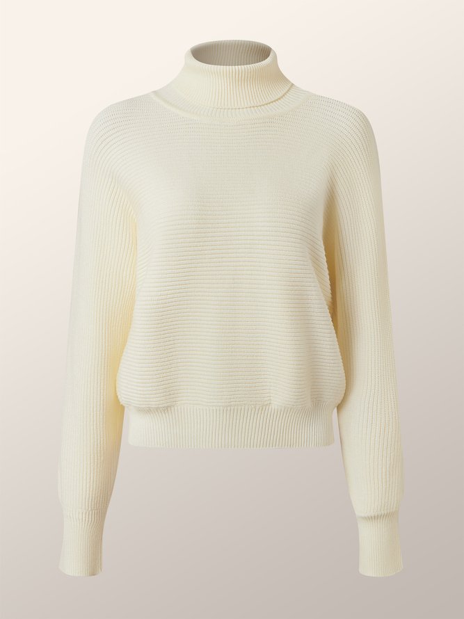 Pull Plain Automne Élégant Micro-élasticité Quotidien Ample Col Roulé Régulier Régulier pour Femmes