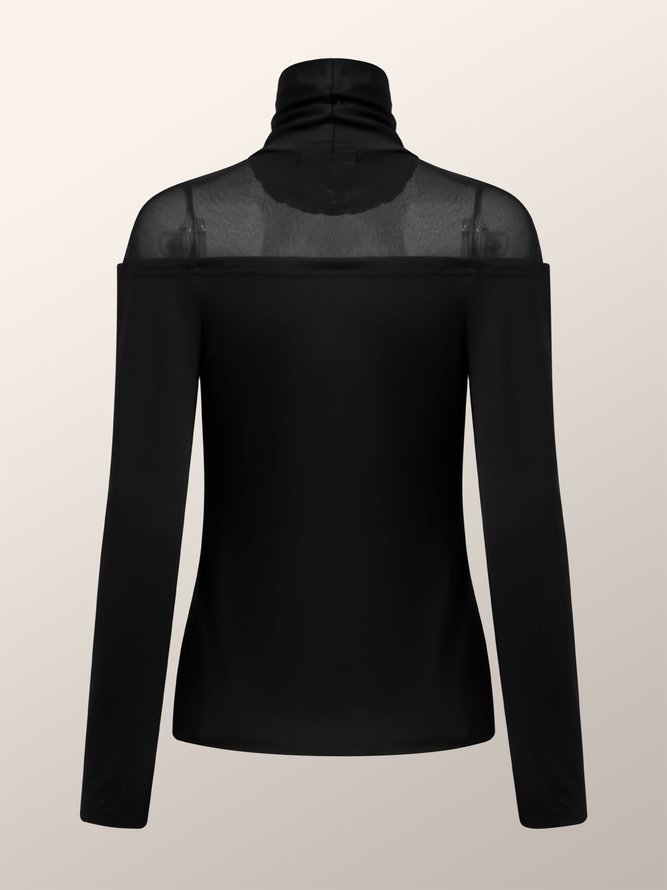 T-shirt Femmes Plain Automne Élégant Quotidien Serré Col Roulé Régulier S-Ligne Régulier Taille