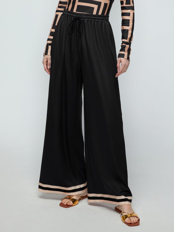 Décontracté Pantalons Femmes Rayé Décontracté Automne Quotidien Jersey Pantalon à la cheville H-ligne Régulier Élasticité moyenne