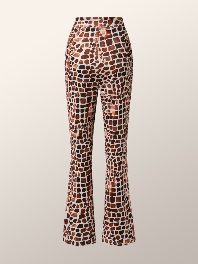 Mode Pantalons Femmes Géométrique Automne Urbain Polyester à Haute Élasticité Quotidien Long H-ligne Régulier